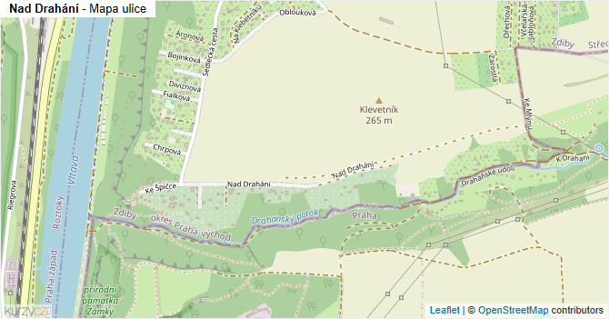 Nad Drahání - mapa ulice