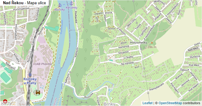 Nad Řekou - mapa ulice
