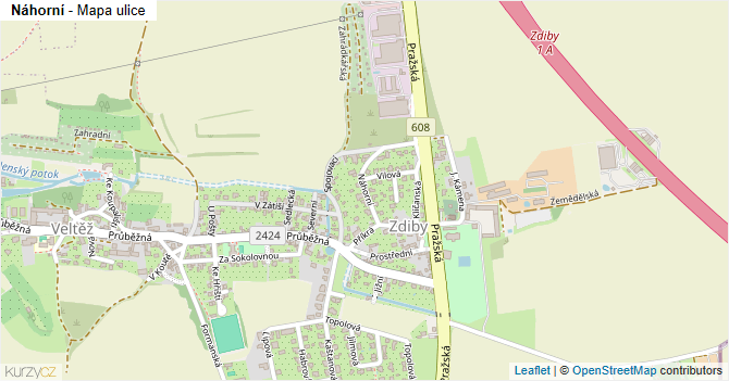 Náhorní - mapa ulice