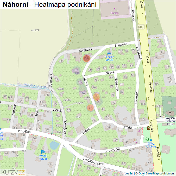 Mapa Náhorní - Firmy v ulici.
