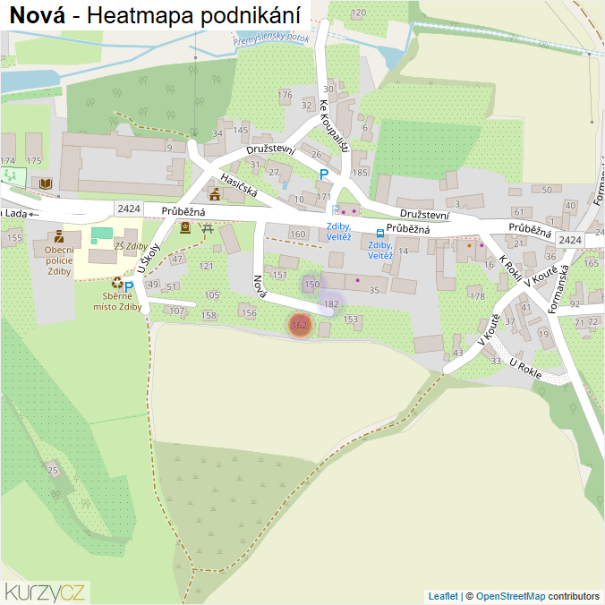 Mapa Nová - Firmy v ulici.