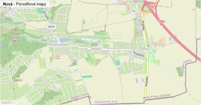 Nová - záplavové mapy stoleté vody