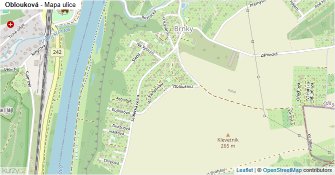 Oblouková - mapa ulice