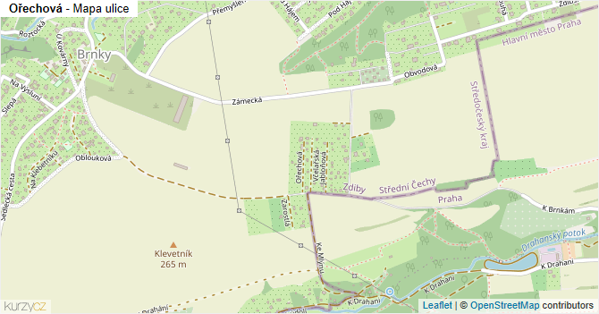 Ořechová - mapa ulice