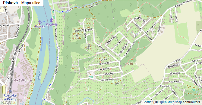 Písková - mapa ulice