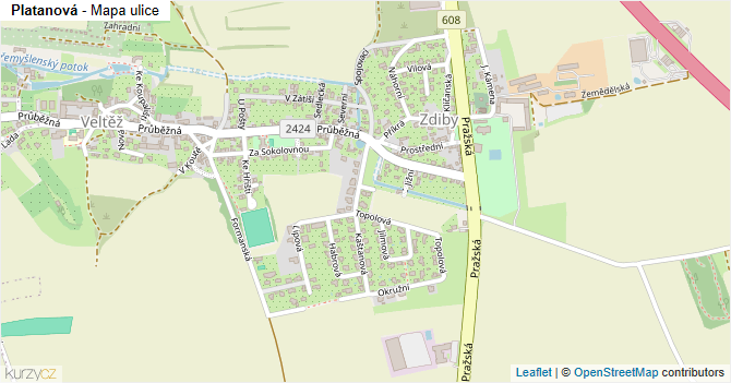 Platanová - mapa ulice