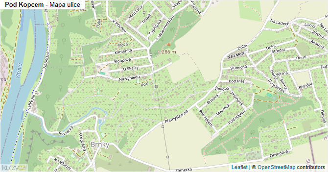 Pod Kopcem - mapa ulice