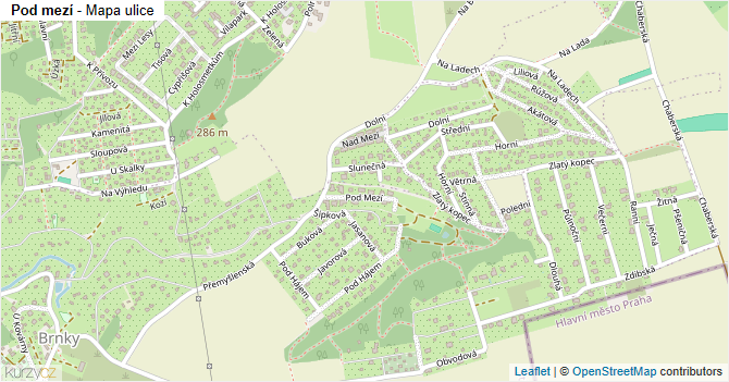 Pod mezí - mapa ulice