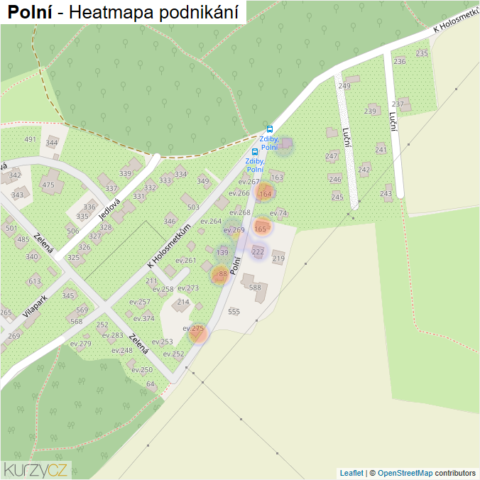 Mapa Polní - Firmy v ulici.