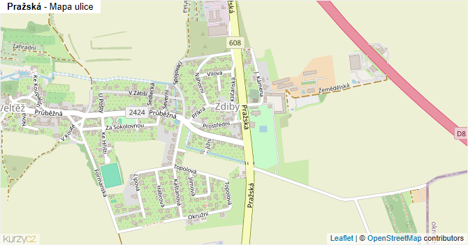 Pražská - mapa ulice