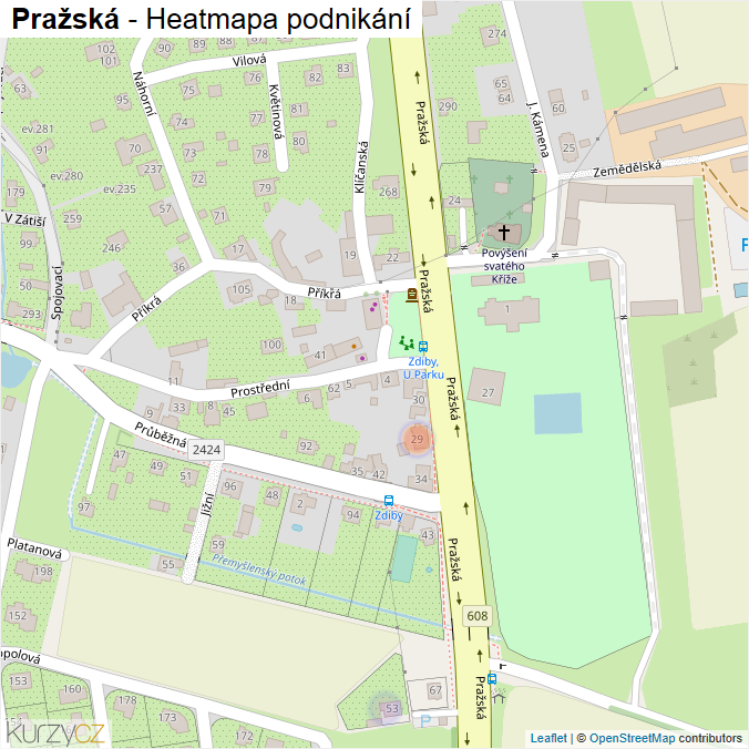 Mapa Pražská - Firmy v ulici.