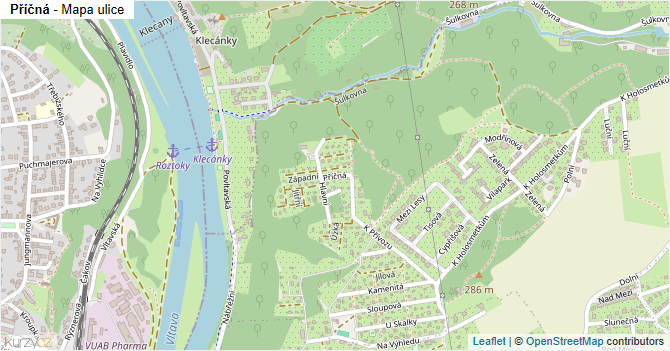 Příčná - mapa ulice