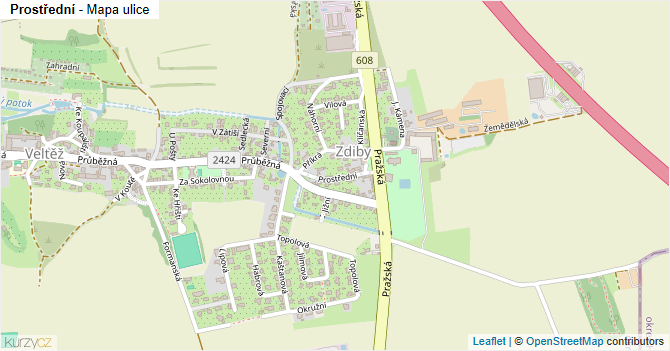 Prostřední - mapa ulice