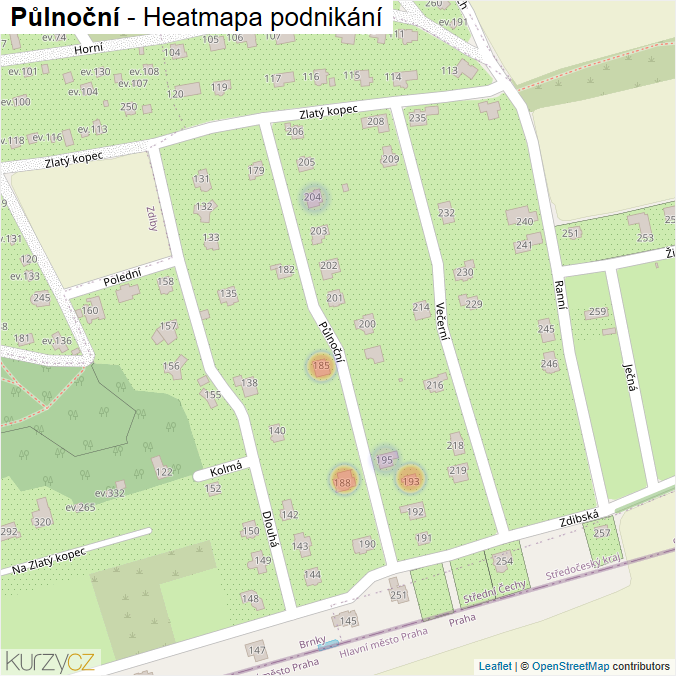 Mapa Půlnoční - Firmy v ulici.