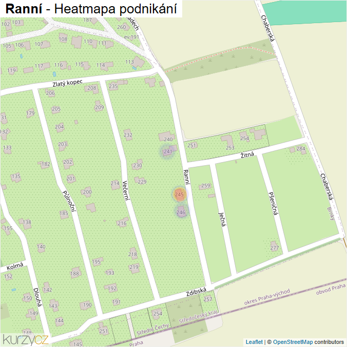 Mapa Ranní - Firmy v ulici.