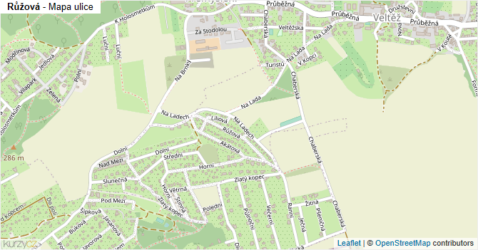 Růžová - mapa ulice