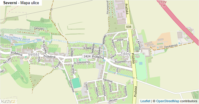 Severní - mapa ulice