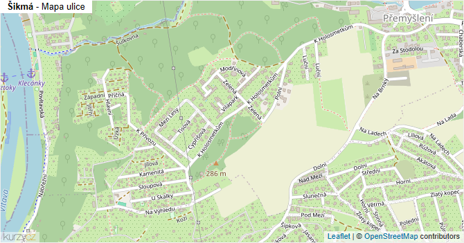 Šikmá - mapa ulice