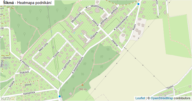 Šikmá - mapa podnikání