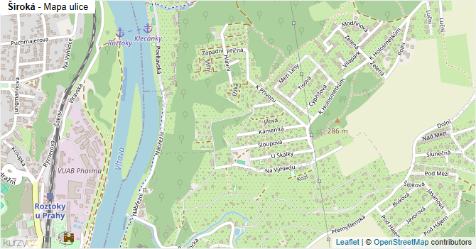Široká - mapa ulice