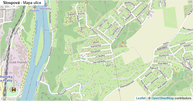 Sloupová - mapa ulice