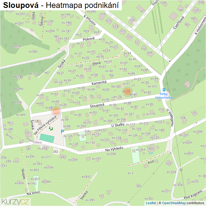 Mapa Sloupová - Firmy v ulici.