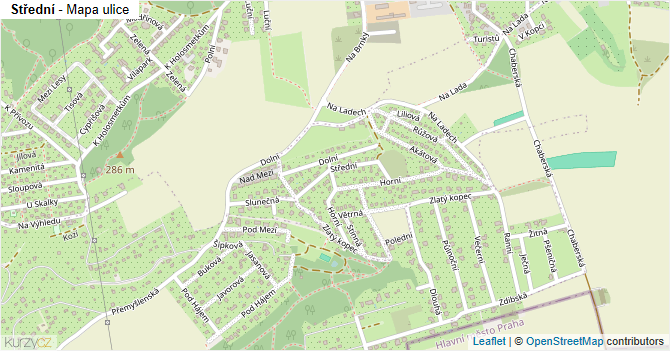Střední - mapa ulice