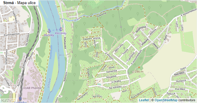 Strmá - mapa ulice