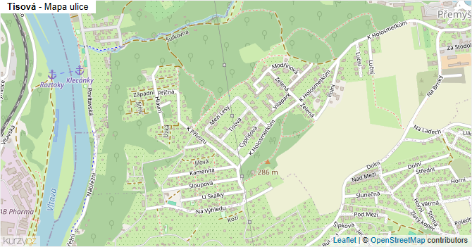 Tisová - mapa ulice