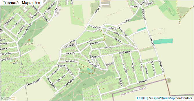 Travnatá - mapa ulice