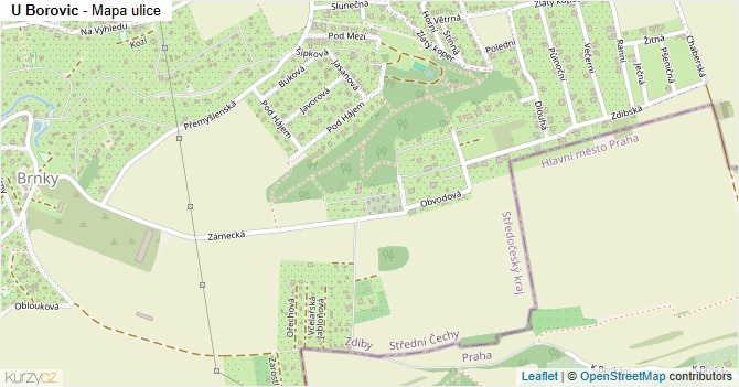 U Borovic - mapa ulice