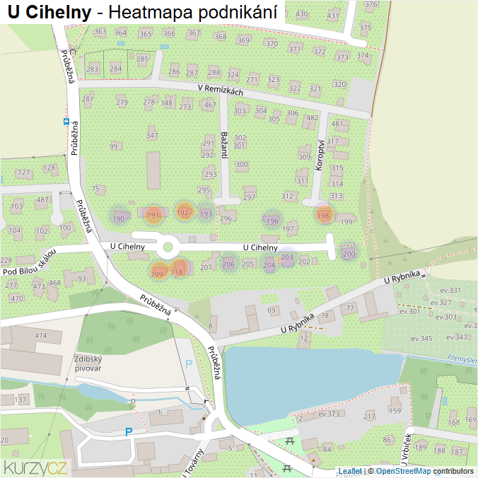 Mapa U Cihelny - Firmy v ulici.