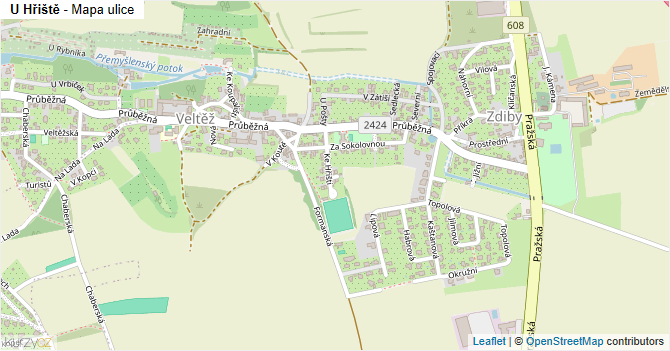 U Hřiště - mapa ulice