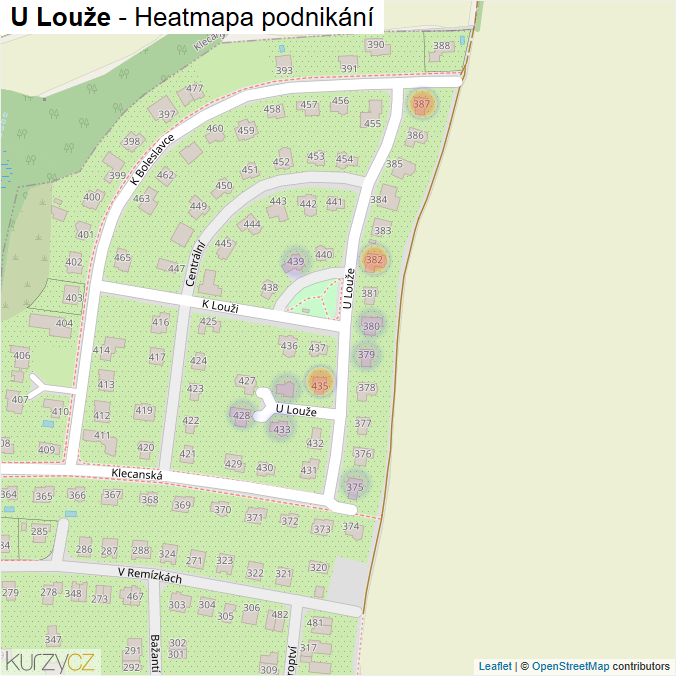 Mapa U Louže - Firmy v ulici.