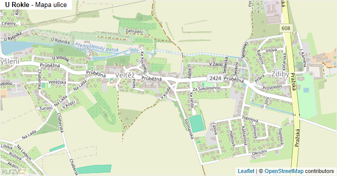 U Rokle - mapa ulice