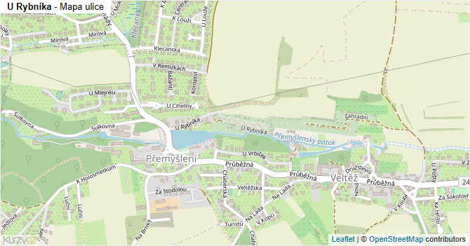 U Rybníka - mapa ulice