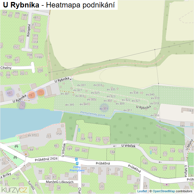 Mapa U Rybníka - Firmy v ulici.