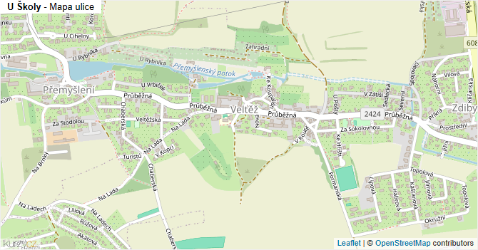 U Školy - mapa ulice