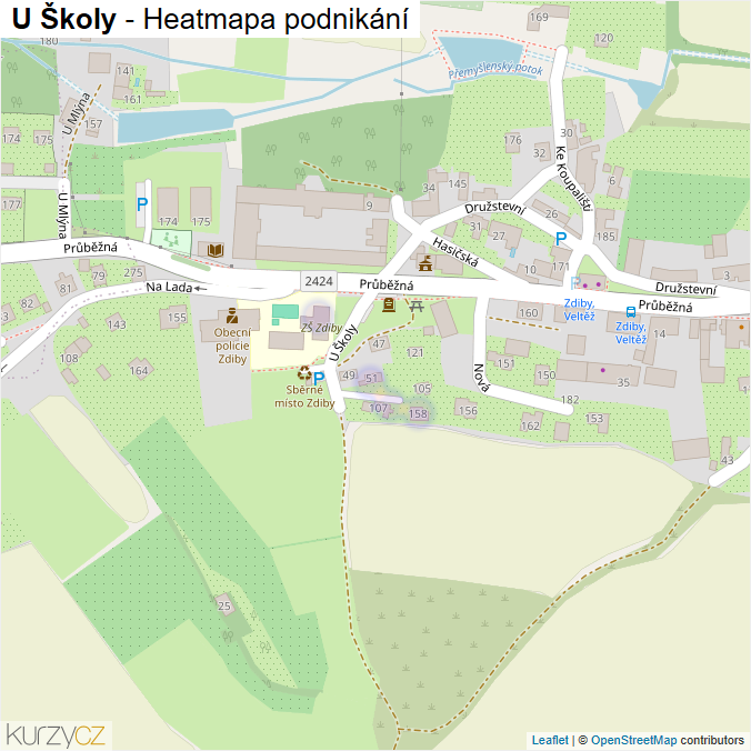 Mapa U Školy - Firmy v ulici.