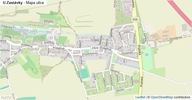U Zastávky - mapa ulice