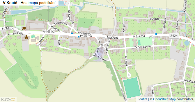 V Koutě - mapa podnikání