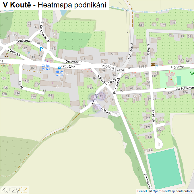 Mapa V Koutě - Firmy v ulici.