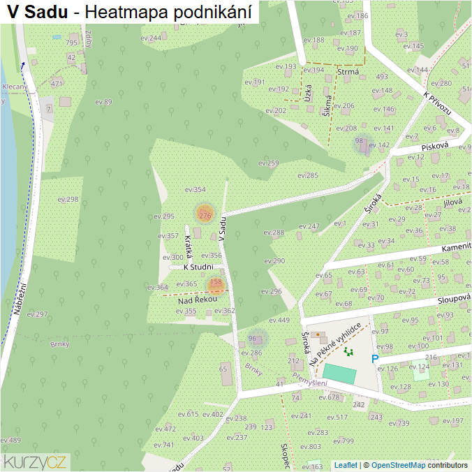 Mapa V Sadu - Firmy v ulici.