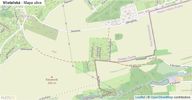 Včelařská - mapa ulice
