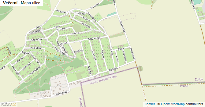 Večerní - mapa ulice