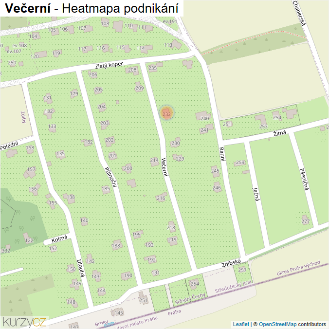 Mapa Večerní - Firmy v ulici.