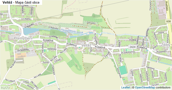Veltěž - mapa části obce