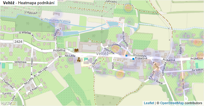 Veltěž - mapa podnikání