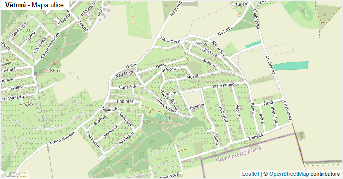 Větrná - mapa ulice