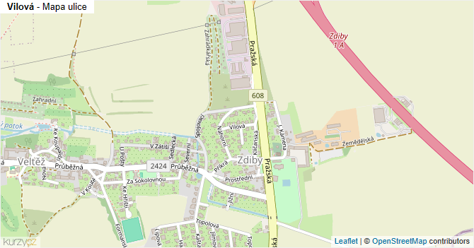 Vilová - mapa ulice